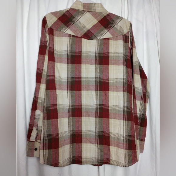 NWOT Company 81 Plaid Button-Down Shirt Red Tan Brown Rodeo Western Cowboy Med - Picture 2 of 6
